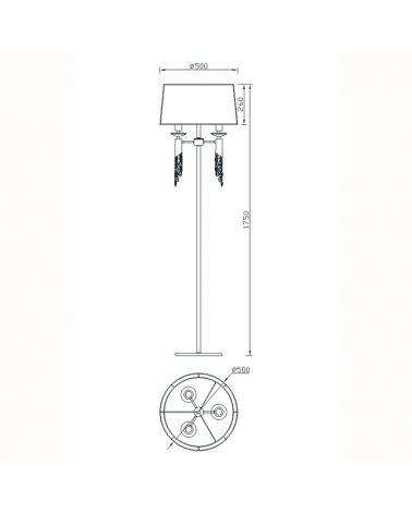 Floor lamp 175cm glass metal and fabric leather finish 3xE27 20W