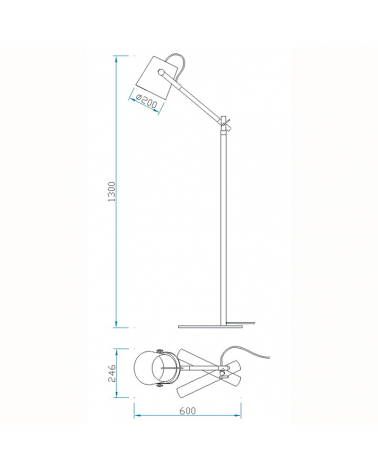 Lámpara de pie 130cm estilo nórdico blanca y madera E27 20W