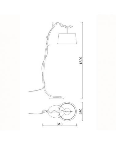 Lámpara de pie 182cm estilo rústico imitación madera E27 20W