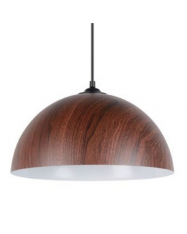 Lámpara de techo 30cm con forma cúpula de metal acabado madera E27 40W