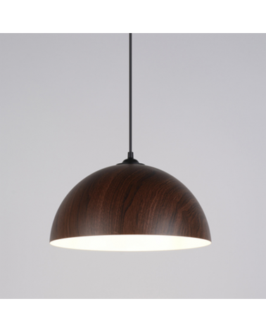Ceiling lamp 30cm metal dome wood finish E27 40W