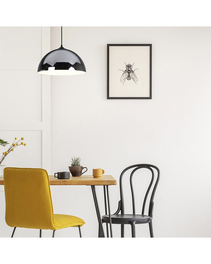 Lámpara de techo 30cm con forma cúpula de metal acabado cromo E27 40W