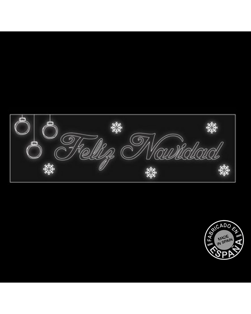 MERRY CHRISTMAS corporeal sign 1 meter cold white LEDs with balls and snowflakes IP44 9W