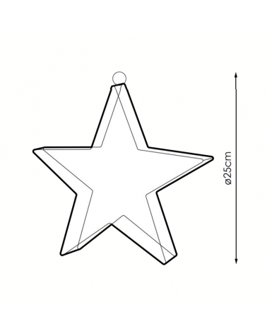 Estrella 3D de 25cm guirnalda luz cálida cable transparente 15 Leds 3W