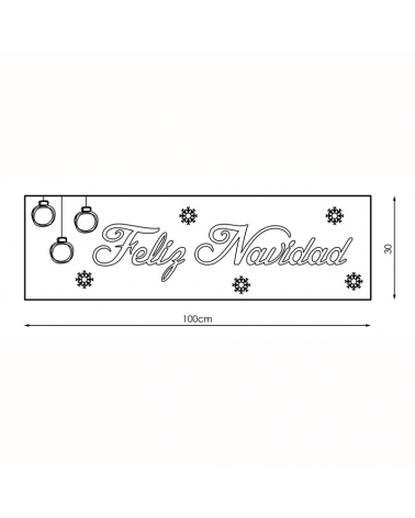 MERRY CHRISTMAS corporeal sign 1 meter cold white LEDs with balls and snowflakes IP44 9W