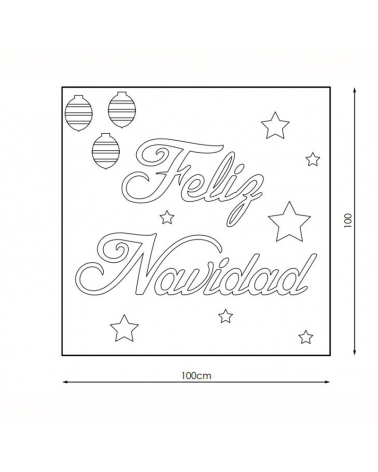 Cartel corpóreo FELIZ NAVIDAD de 1 metro LEDs blanco frío con bolas y estrellas IP44 9W