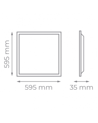 Square light frame 60x60 LED aluminum white finish 40W 4000K