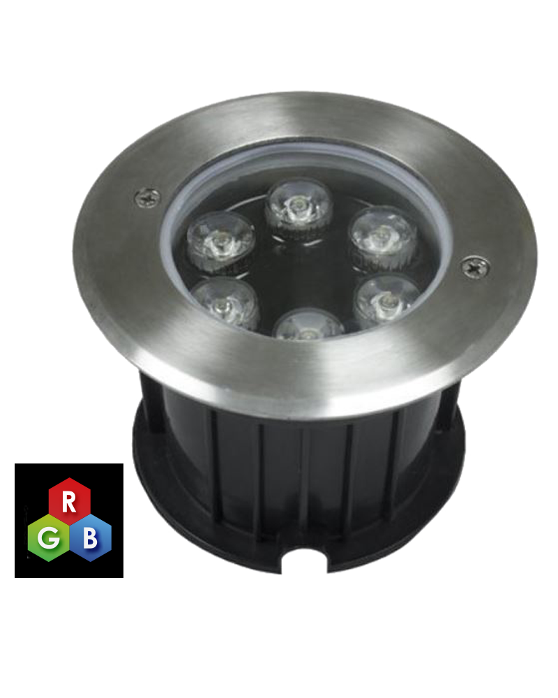 Luminaria de empotrar sumergible 10cm de diámetro IP68 LED 6W RGB 12V