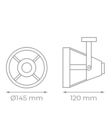 Track spotlight 14.5cm diameter biphasic GU10 aluminum