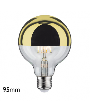 Globe bulb 95mm. Dome Mirror Gold LED filaments Dimmable E27 6,5W 2700K 600Lm