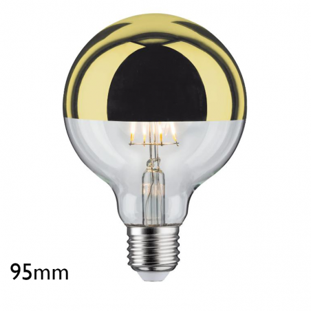 Globe bulb 95mm. Dome Mirror Gold LED filaments Dimmable E27 6,5W 2700K 600Lm
