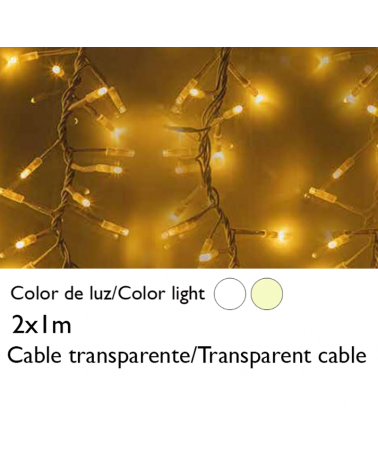 Cortina de LEDs 2x1m cable transparente empalmable con 250 leds IP65 apta para exterior