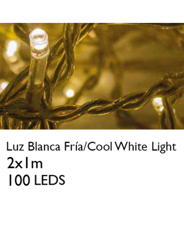LED curtain 2x1m cold white Leds, gold cable, splicable and suitable for interiors