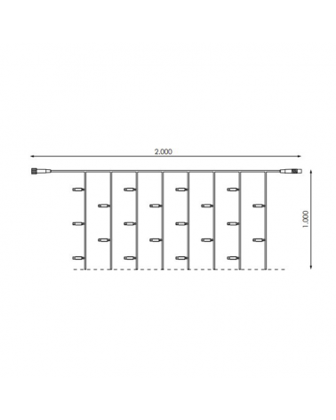Cortina LED 2x1m Leds blanco frio, cable dorado, empalmable y apto para interiores