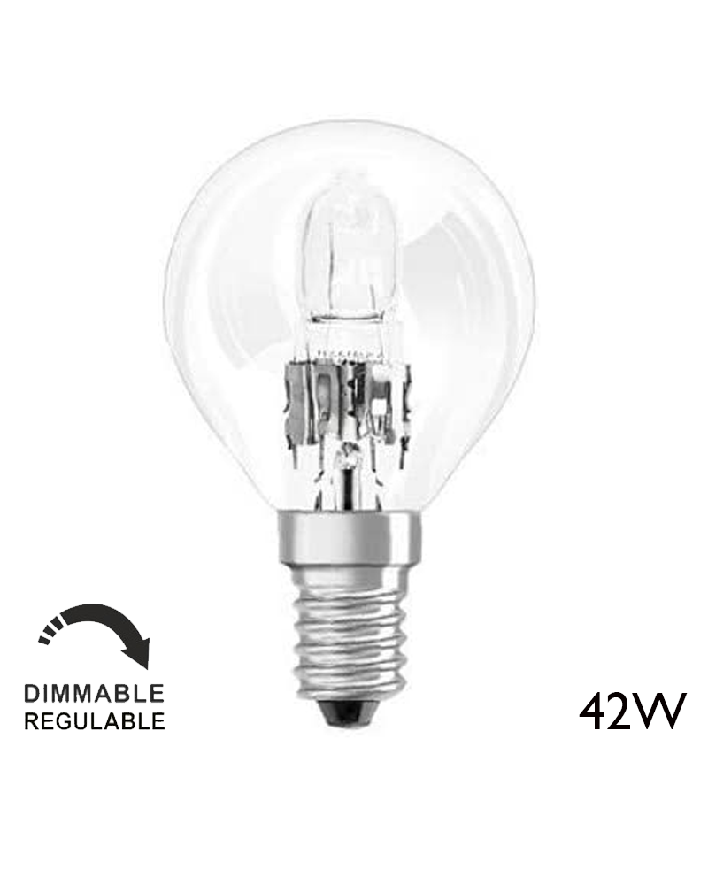 round halogen bulb ECO E14 42W 2800K clear dimmable low consumption