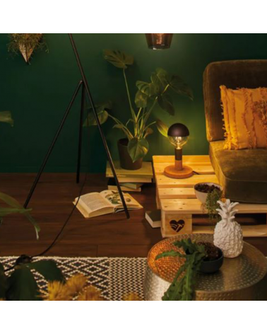 Globe Bulb 95 mm. Dome Black matt LED filaments Dimmable E27 5W 2700K 600Lm.