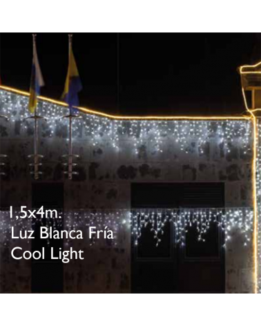LED curtain lights 4x1.5m cool white ice effect, with 304 leds IP65 for outdoor use