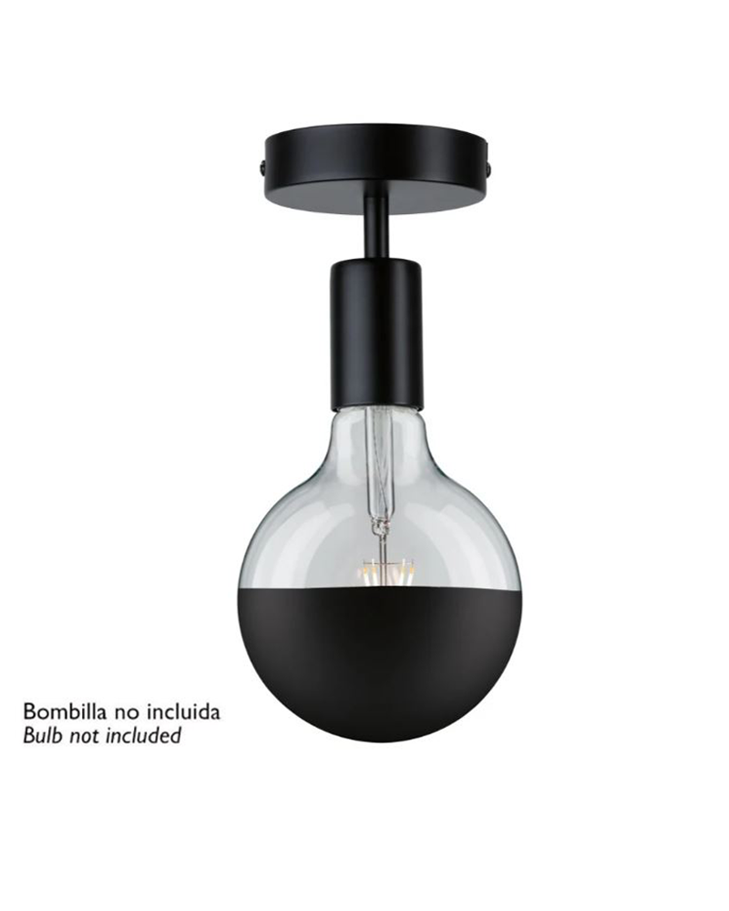 Plafón 12,5cm de alto de metal acabado negro E27 20W