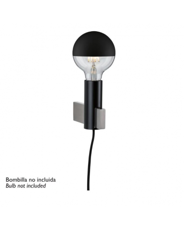 Black and gray metal wall light with textile cable and E27 20W lamp holder