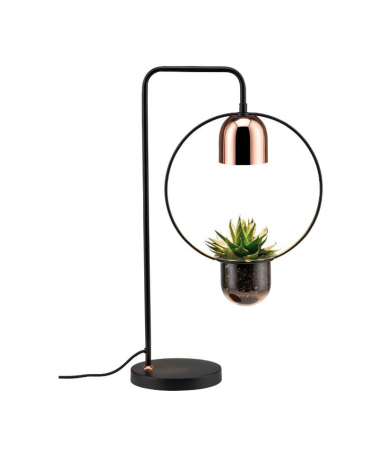 Lámpara de mesa para planta interior de metal negro y cobre 20W GU10