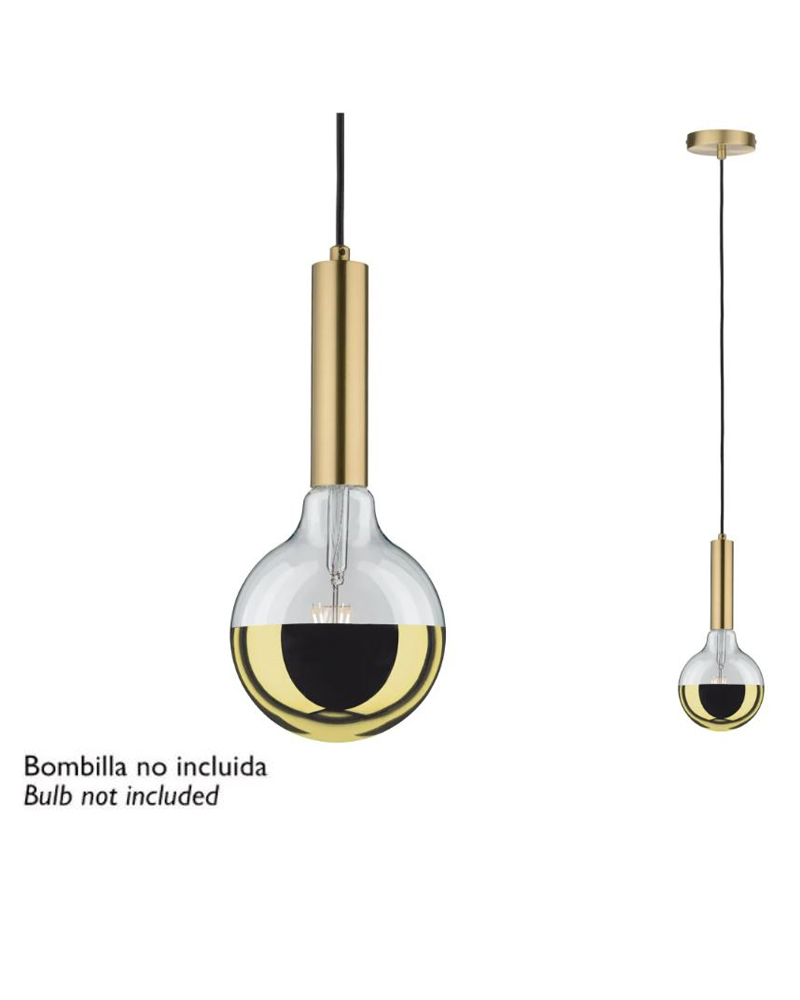 Pendel cilindro en metal acabado latón cable textil 60W E27