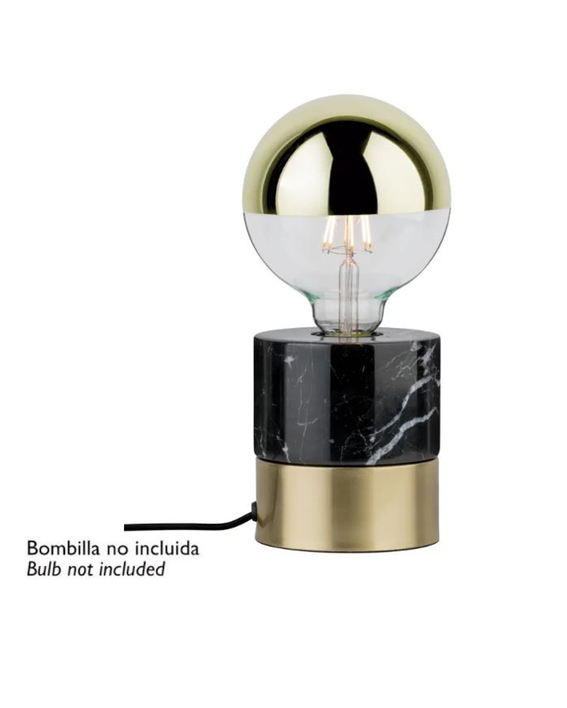 Lámpara de mesa base circular de 11cm de metal y marmol E27 20W