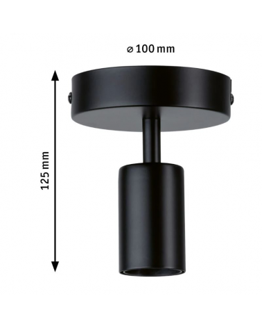 Plafón 12,5cm de alto de metal acabado negro E27 20W