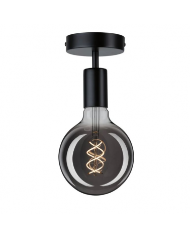 Plafón 12,5cm de alto de metal acabado negro E27 20W