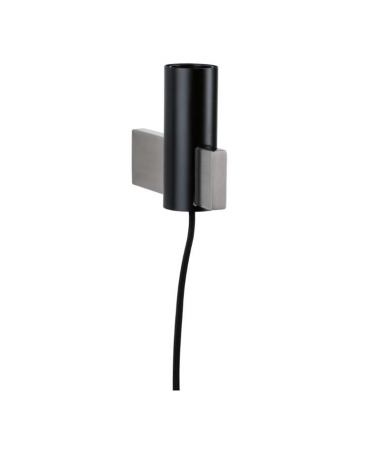 Aplique de pared de metal negro y gris cable textil con portalámparas E27 20W