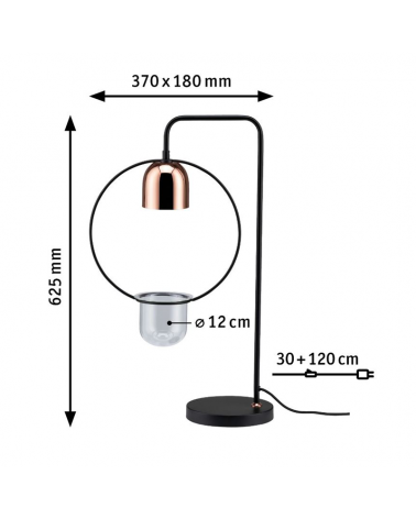 Black metal and copper indoor plant table lamp 20W GU10