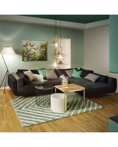 Pendel cilindro en metal acabado latón cable textil 60W E27