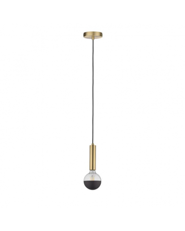 Metal cylinder Pendant with brass finish textile cable 60W E27