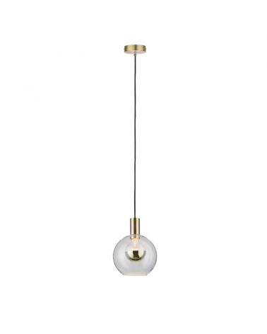 Ceiling lamp 20cm with sphere-shaped glass lampshade and brass finish metal support 20W E27