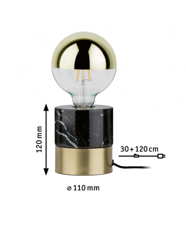 Lámpara de mesa base circular de 11cm de metal y marmol E27 20W