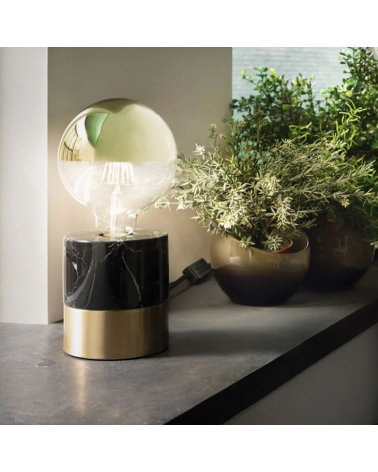 Lámpara de mesa base circular de 11cm de metal y marmol E27 20W