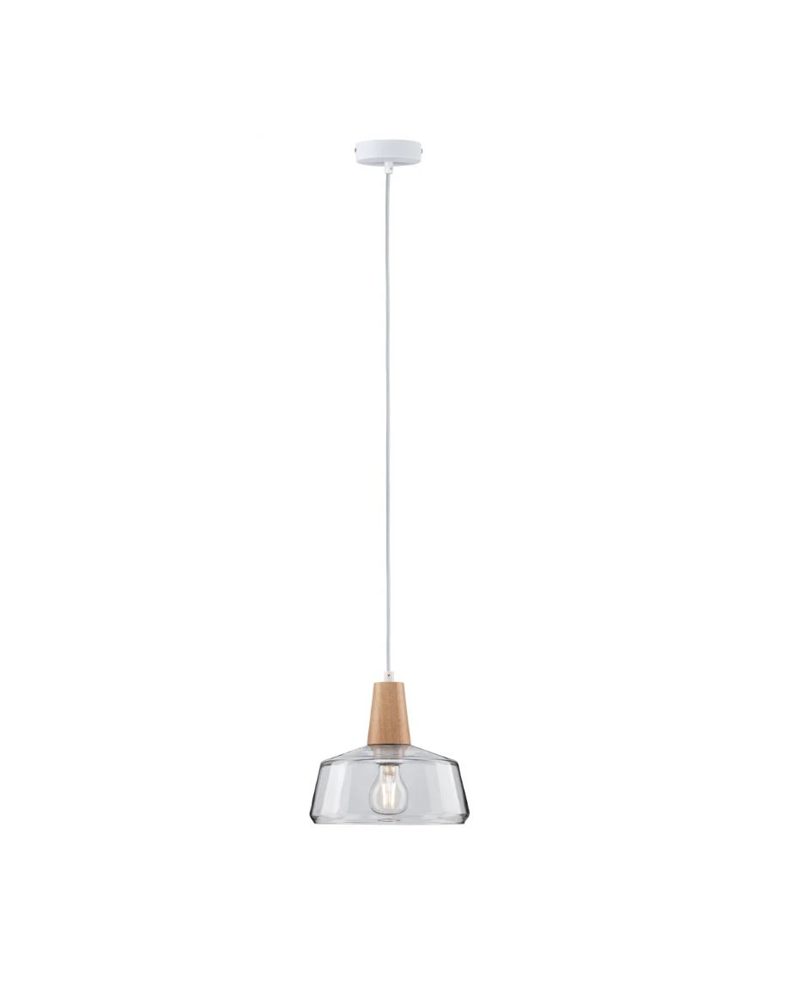 Ceiling lamp 24cm glass hood with wood detail 20W E27