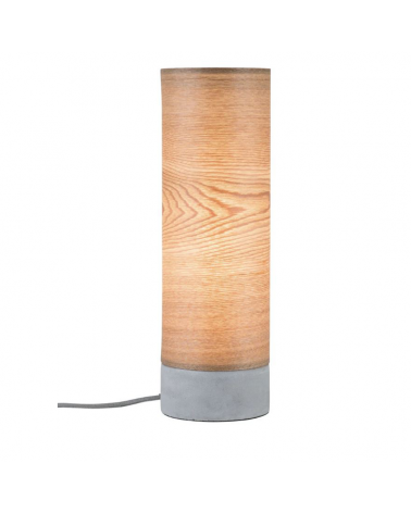 Table lamp 35cm high with shade in wood and gray concrete 20W E14