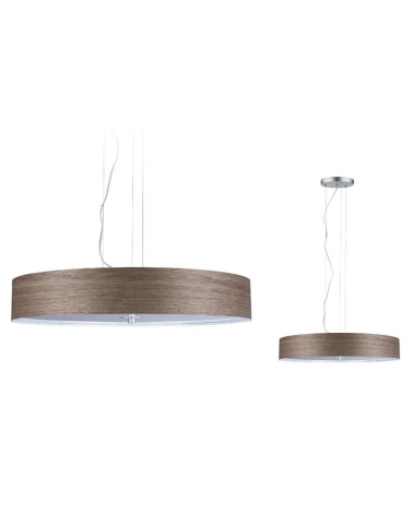 Ceiling lamp 60cm round metal and wood dark wood color E27 3x20W