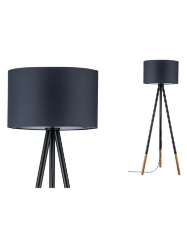 Lámpara de pie 153cm nórdica pantalla gris con 3 patas de madera 20W E27