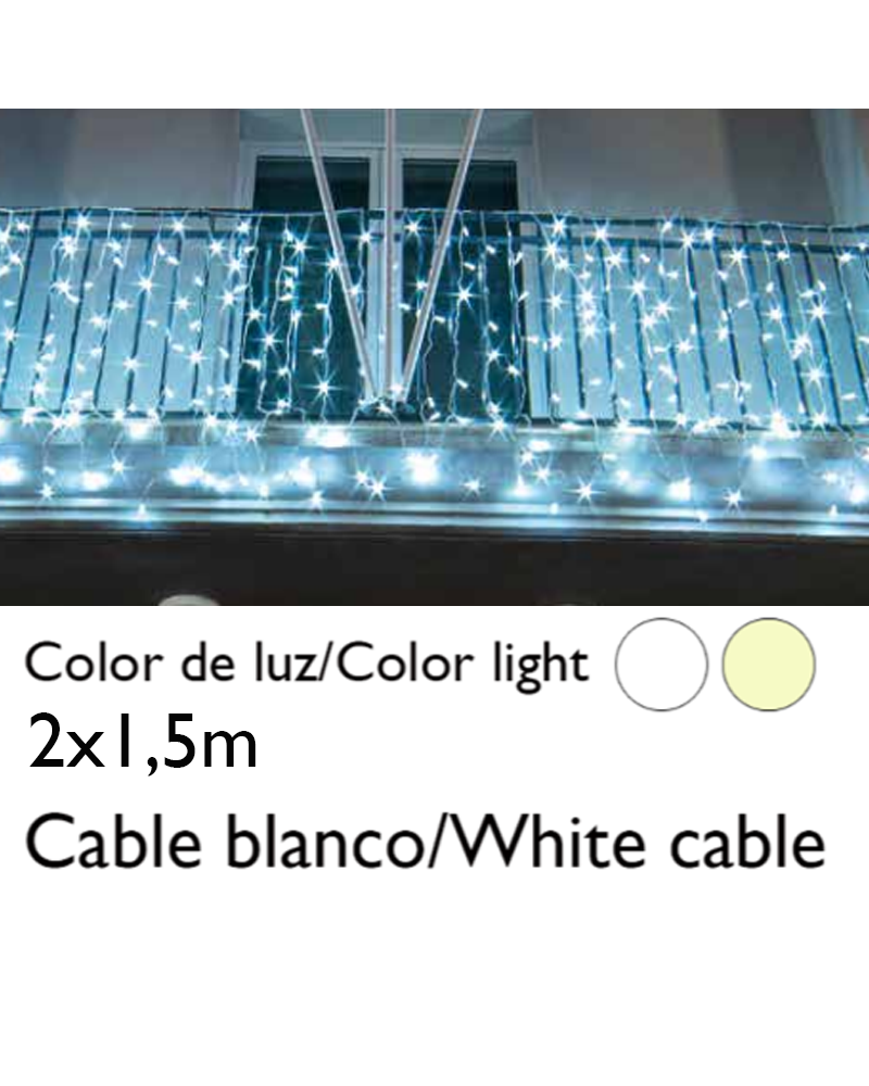 LEDZEIT - Profi Serie - Cortina de Luces LED Exterior, 1m x 1,5m, 120 LED,  luz continua