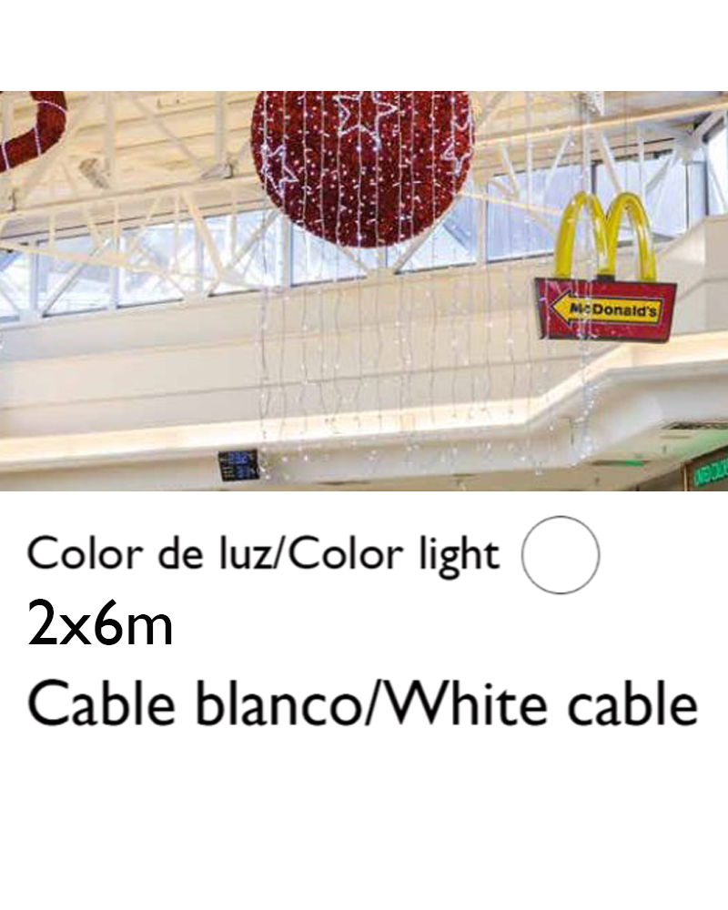 LED curtain 2x6m white splicable cable with 600 leds IP65 suitable for outdoor use