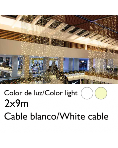 LED curtain 2x9m white cable flashing effect with 900 leds IP65 suitable for outdoor use