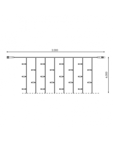 LED curtain 2x6m white splicable cable with 600 leds IP65 suitable for outdoor use