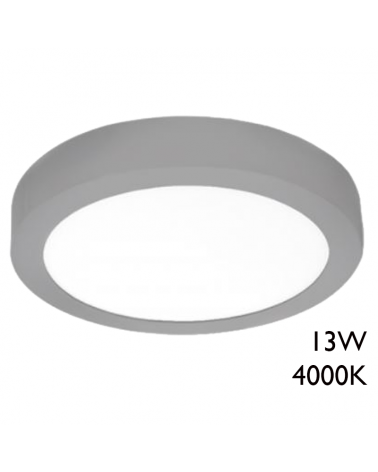 Plafón downlight 17cm LED de superficie acabado plata LED 13W 4000K