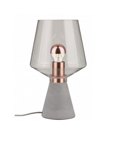 Table lamp 35cm gray concrete base and glass lampshade 20W E27