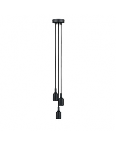 Lamp 3 cylinder pendant in silicone and metal black finish 3x20W E27