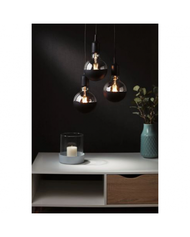 Lamp 3 cylinder pendant in silicone and metal black finish 3x20W E27