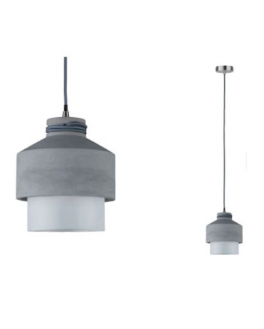 Lámpara de techo 19 cm de diámetro de hormigón y cristal acabado gris satinado 20W E27