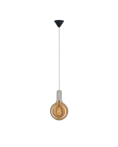 Pendant metal cylinder with brass finish textile cable 60W E27