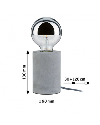 Lámpara de mesa cilindro base hormigón gris 20W E27